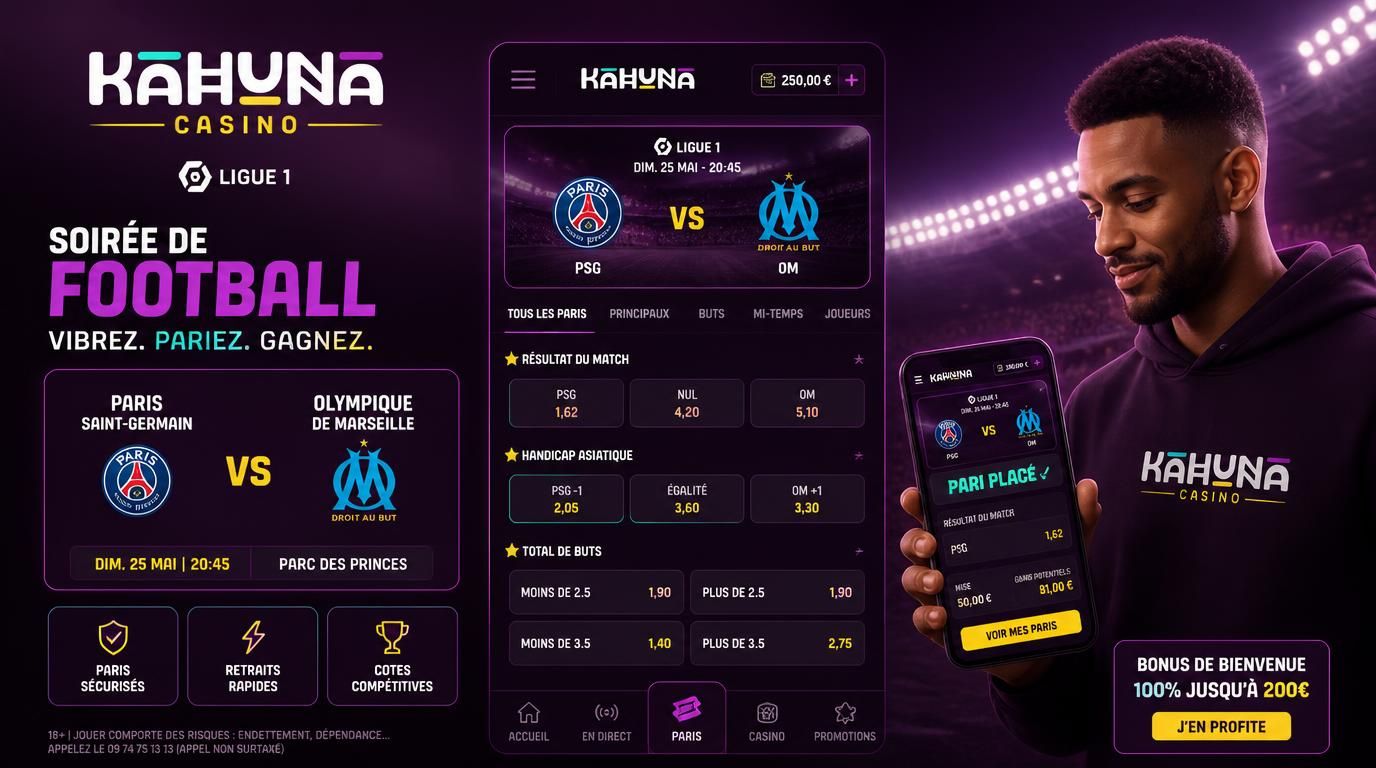 Interface de paris sportifs écran avec football, handicap, total de buts, joueur sur mobile